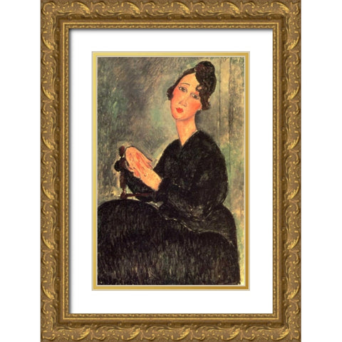 Dedie Gold Ornate Wood Framed Art Print with Double Matting by Modigliani, Amedeo