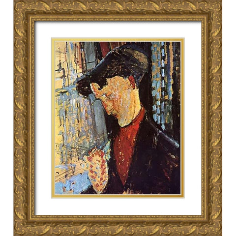 Frank Haviland Gold Ornate Wood Framed Art Print with Double Matting by Modigliani, Amedeo