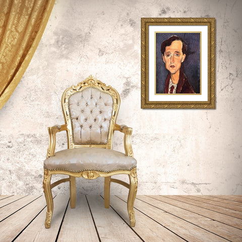 Franz Hellens Gold Ornate Wood Framed Art Print with Double Matting by Modigliani, Amedeo