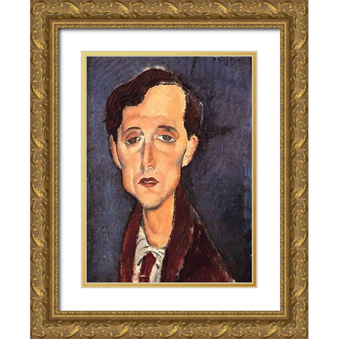 Franz Hellens Gold Ornate Wood Framed Art Print with Double Matting by Modigliani, Amedeo