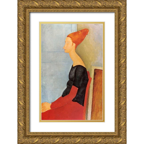 Hebuterne X Gold Ornate Wood Framed Art Print with Double Matting by Modigliani, Amedeo