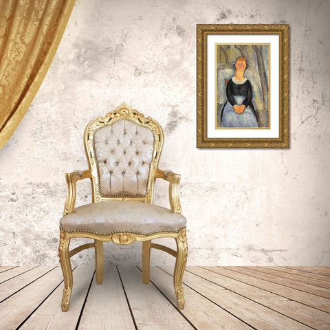 La Belle Epiciere 1 Gold Ornate Wood Framed Art Print with Double Matting by Modigliani, Amedeo