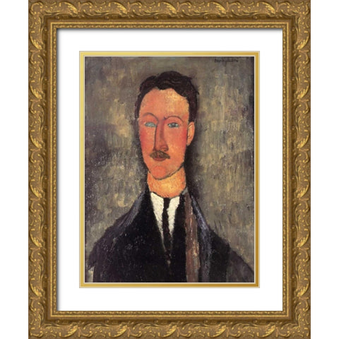 Leopold Survage Gold Ornate Wood Framed Art Print with Double Matting by Modigliani, Amedeo