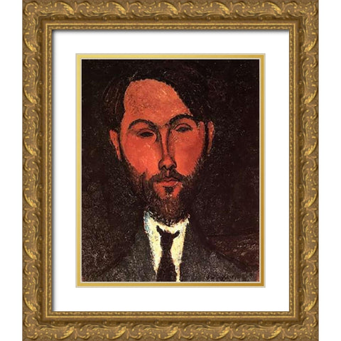 Leopold Zborowski Gold Ornate Wood Framed Art Print with Double Matting by Modigliani, Amedeo