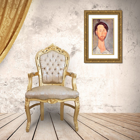 Leopold Zborowski X Gold Ornate Wood Framed Art Print with Double Matting by Modigliani, Amedeo