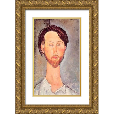 Leopold Zborowski X Gold Ornate Wood Framed Art Print with Double Matting by Modigliani, Amedeo