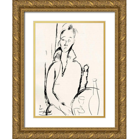 Lunia Czechowska Gold Ornate Wood Framed Art Print with Double Matting by Modigliani, Amedeo