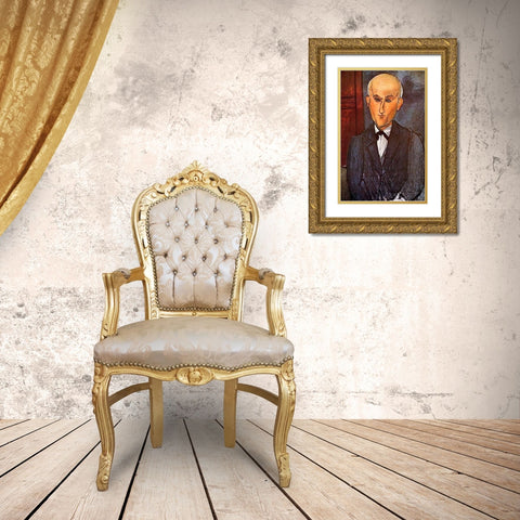 Max Jacob Gold Ornate Wood Framed Art Print with Double Matting by Modigliani, Amedeo