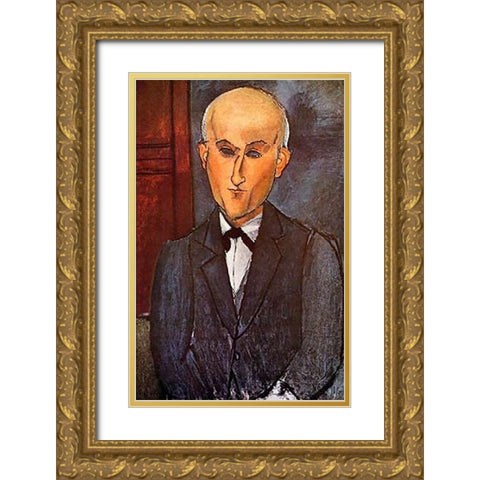 Max Jacob Gold Ornate Wood Framed Art Print with Double Matting by Modigliani, Amedeo