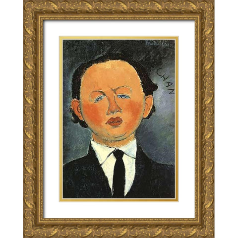 Oscar Miestchaninoff Gold Ornate Wood Framed Art Print with Double Matting by Modigliani, Amedeo