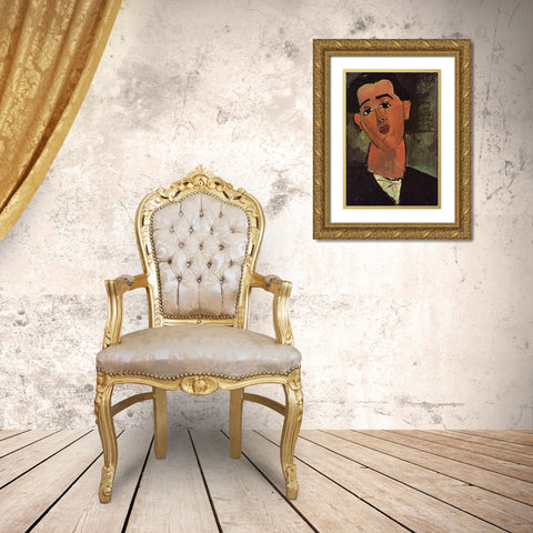 Painter Juan Gris Gold Ornate Wood Framed Art Print with Double Matting by Modigliani, Amedeo