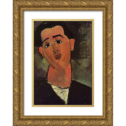 Painter Juan Gris Gold Ornate Wood Framed Art Print with Double Matting by Modigliani, Amedeo