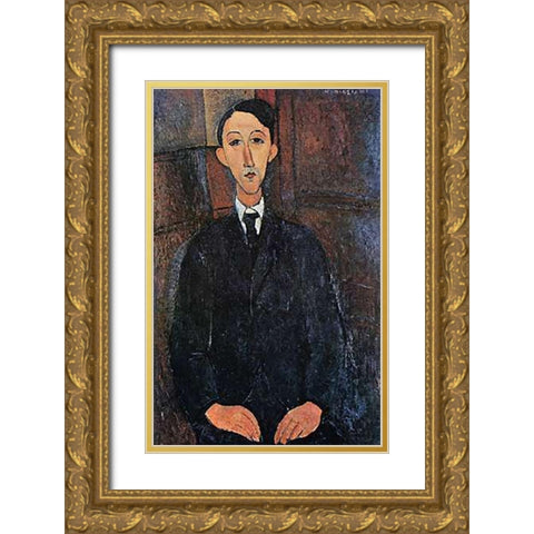 The Painter Gold Ornate Wood Framed Art Print with Double Matting by Modigliani, Amedeo