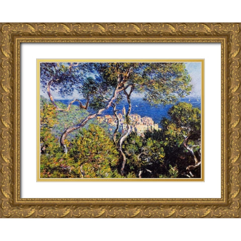 Bordighera Gold Ornate Wood Framed Art Print with Double Matting by Monet, Claude