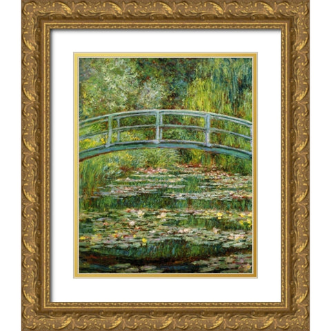 Japanese Bridge And Water Lilies - 1 Gold Ornate Wood Framed Art Print with Double Matting by Monet, Claude