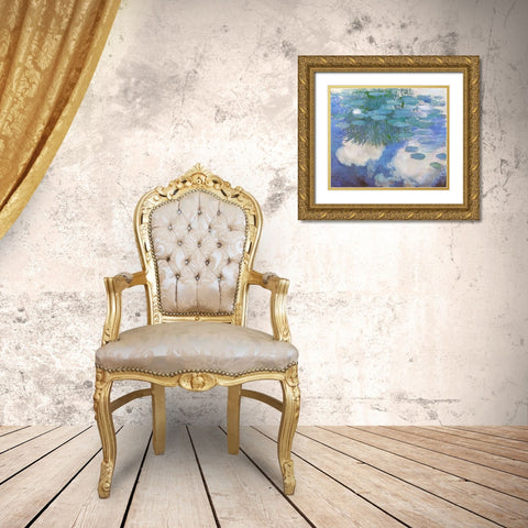Nympheas 1914 Gold Ornate Wood Framed Art Print with Double Matting by Monet, Claude