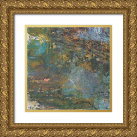 Nympheas Detail 1920 Gold Ornate Wood Framed Art Print with Double Matting by Monet, Claude