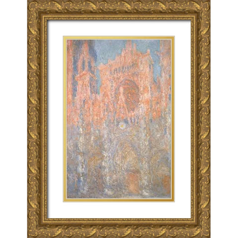 Rouen Cathedral 1892-93 Gold Ornate Wood Framed Art Print with Double Matting by Monet, Claude