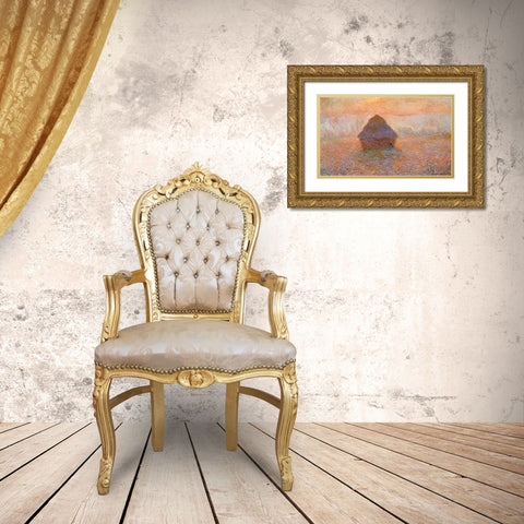 Stack Of Wheat Sun In The Mist 1891 Gold Ornate Wood Framed Art Print with Double Matting by Monet, Claude