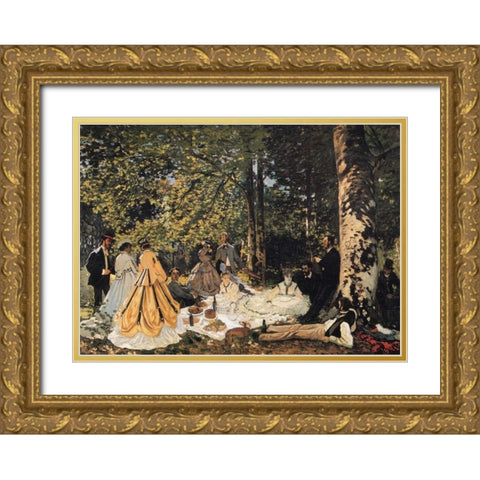 Study For The Picnic Lunch 1865 Gold Ornate Wood Framed Art Print with Double Matting by Monet, Claude
