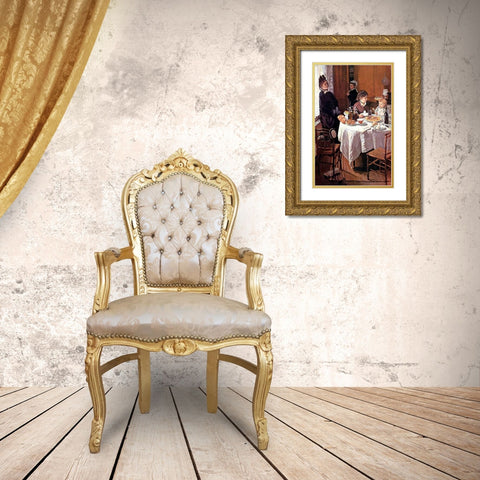 Luncheon (Le dejeuner), 1868 Gold Ornate Wood Framed Art Print with Double Matting by Monet, Claude