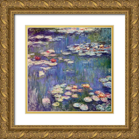 Water Lilies 1914 Gold Ornate Wood Framed Art Print with Double Matting by Monet, Claude