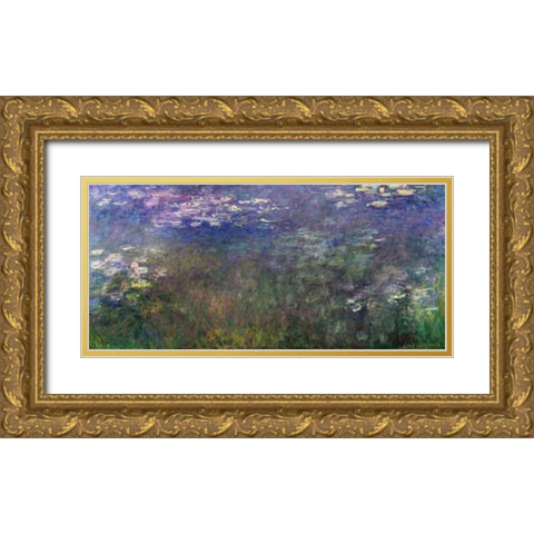Water Lilies 1916-20 Gold Ornate Wood Framed Art Print with Double Matting by Monet, Claude