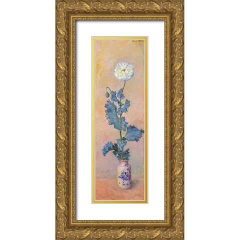 White Poppy Gold Ornate Wood Framed Art Print with Double Matting by Monet, Claude