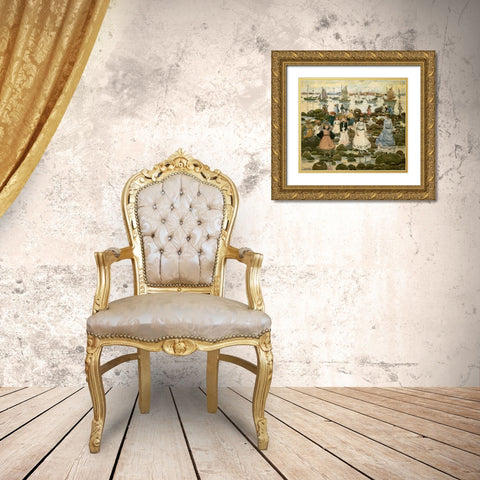 Low Tide Beachmont Gold Ornate Wood Framed Art Print with Double Matting by Prendergast, Maurice Brazil