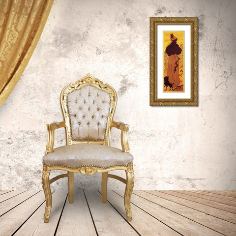 Femme A La Balustrade Gold Ornate Wood Framed Art Print with Double Matting by Ranson, Paul