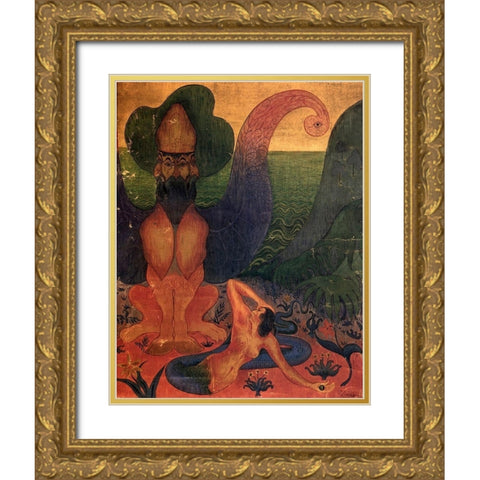 Hippogriffe Gold Ornate Wood Framed Art Print with Double Matting by Ranson, Paul