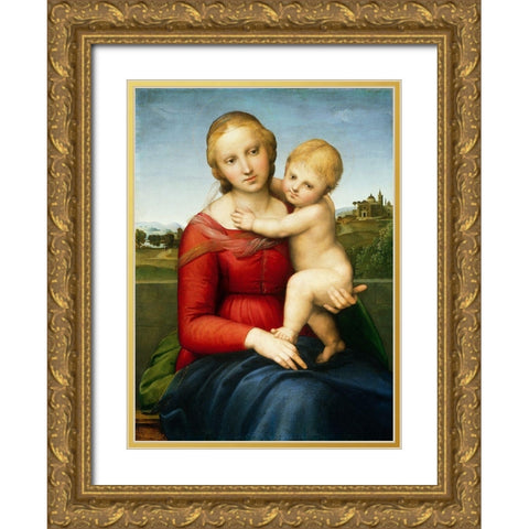 The Small Cowper Madonna, c. 1505 Gold Ornate Wood Framed Art Print with Double Matting by Raphael