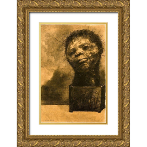 Cactus Man Gold Ornate Wood Framed Art Print with Double Matting by Redon, Odilon