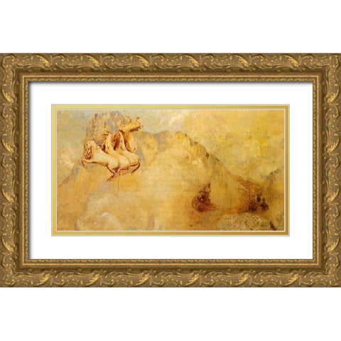 Chariot Of Apollo Gold Ornate Wood Framed Art Print with Double Matting by Redon, Odilon