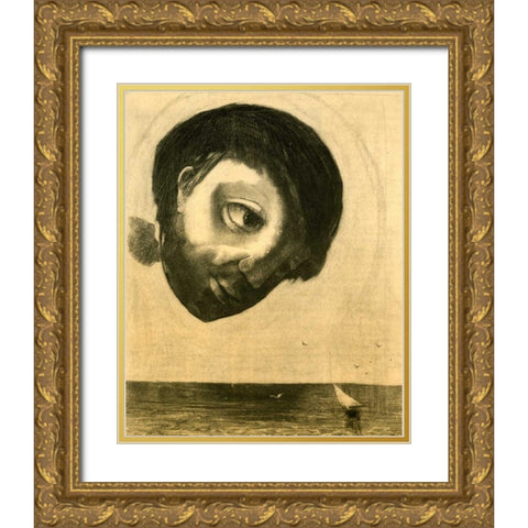 Guardian Spirit Of The Waters Gold Ornate Wood Framed Art Print with Double Matting by Redon, Odilion