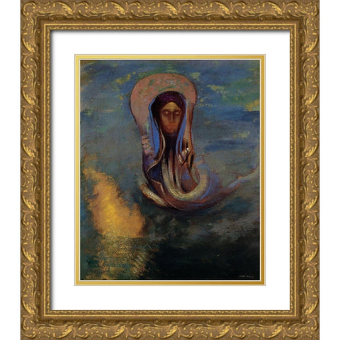 Oannes Gold Ornate Wood Framed Art Print with Double Matting by Redon, Odilon