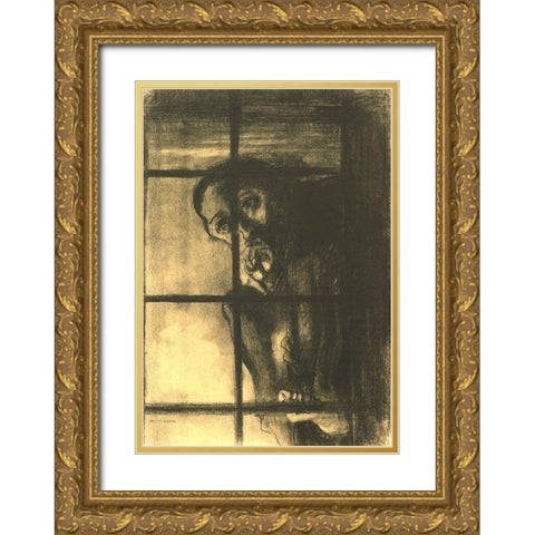 The Convict Gold Ornate Wood Framed Art Print with Double Matting by Redon, Odilon