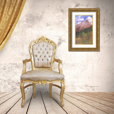 Banff Cascade Mountain Gold Ornate Wood Framed Art Print with Double Matting by Remington, Frederic