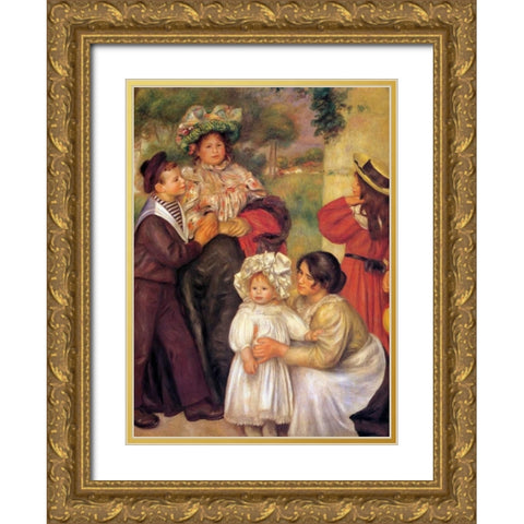 The Artists Family Gold Ornate Wood Framed Art Print with Double Matting by Renoir, Pierre-Auguste