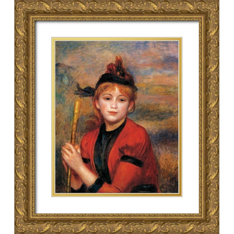 The Rambler Gold Ornate Wood Framed Art Print with Double Matting by Renoir, Pierre-Auguste