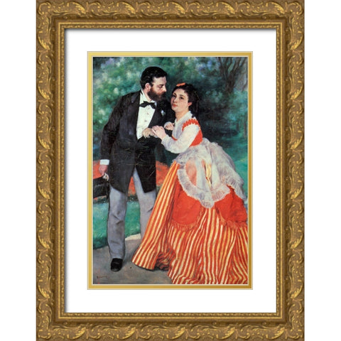 The Sisleys Gold Ornate Wood Framed Art Print with Double Matting by Renoir, Pierre-Auguste