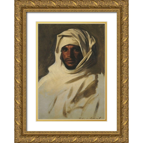 A Bedouin Arab 1891 Gold Ornate Wood Framed Art Print with Double Matting by Sargent, John Singer