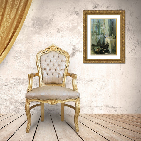 A Hotel Room, after 1900 Gold Ornate Wood Framed Art Print with Double Matting by Sargent, John Singer