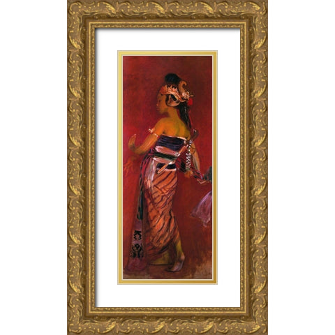 A Javanese Dancer 1889 Gold Ornate Wood Framed Art Print with Double Matting by Sargent, John Singer