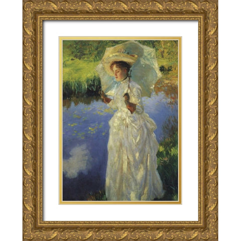 A Morning Walk 1888 Gold Ornate Wood Framed Art Print with Double Matting by Sargent, John Singer