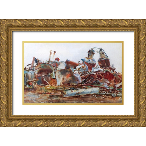 A Wrecked Sugar Refinery Gold Ornate Wood Framed Art Print with Double Matting by Sargent, John Singer