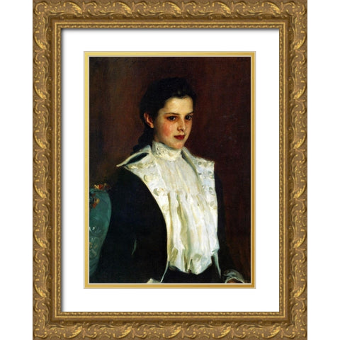 Alice Vanderbilt Shepard Gold Ornate Wood Framed Art Print with Double Matting by Sargent, John Singer