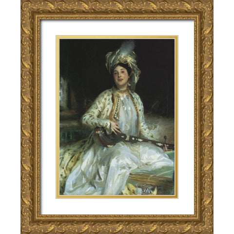 Almina Daughter of Asher Wertheimer Gold Ornate Wood Framed Art Print with Double Matting by Sargent, John Singer