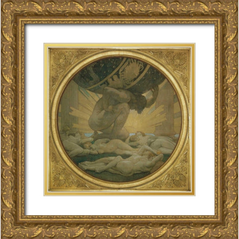 Atlas and the Hesperides, 1922 Gold Ornate Wood Framed Art Print with Double Matting by Sargent, John Singer