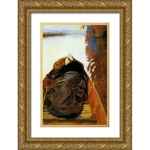 Autumn on the River, 1889 Gold Ornate Wood Framed Art Print with Double Matting by Sargent, John Singer